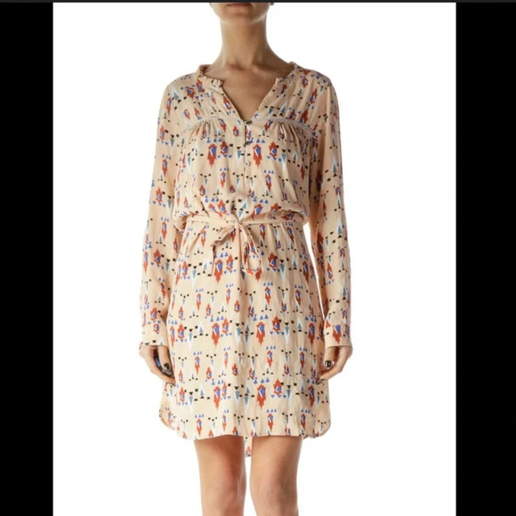 Anthropologie DOLAN Wanderlust Shift Dress Aztec Print RollTab Sleeve Size Large - Picture 4 of 10